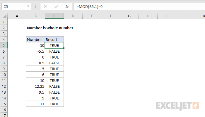 Return Whole Number In Excel